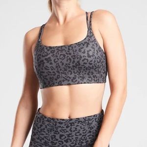 Athleta purple leopard breath in sports bra